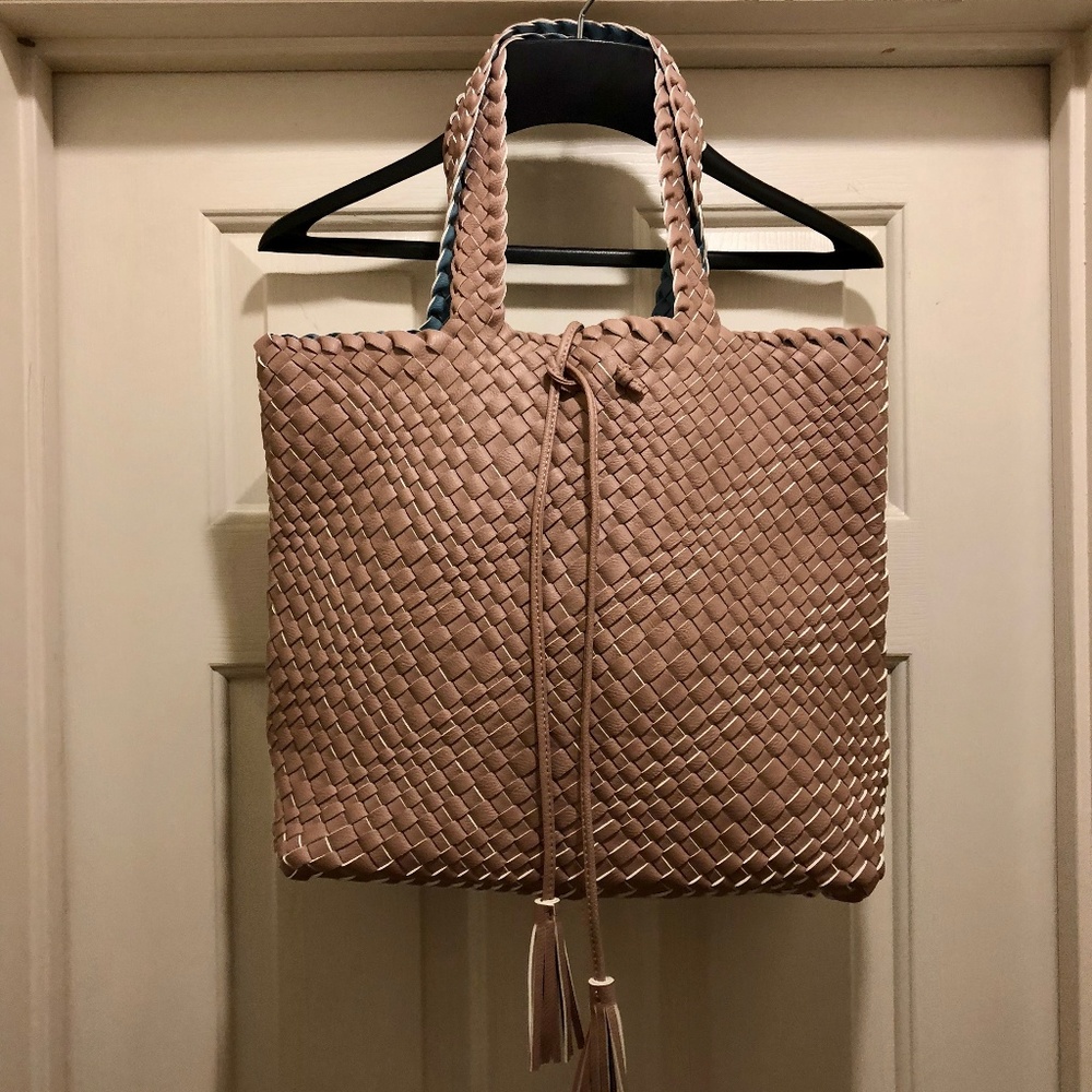 Stunning Soft Woven Reversible Tote | Slate Pink |
